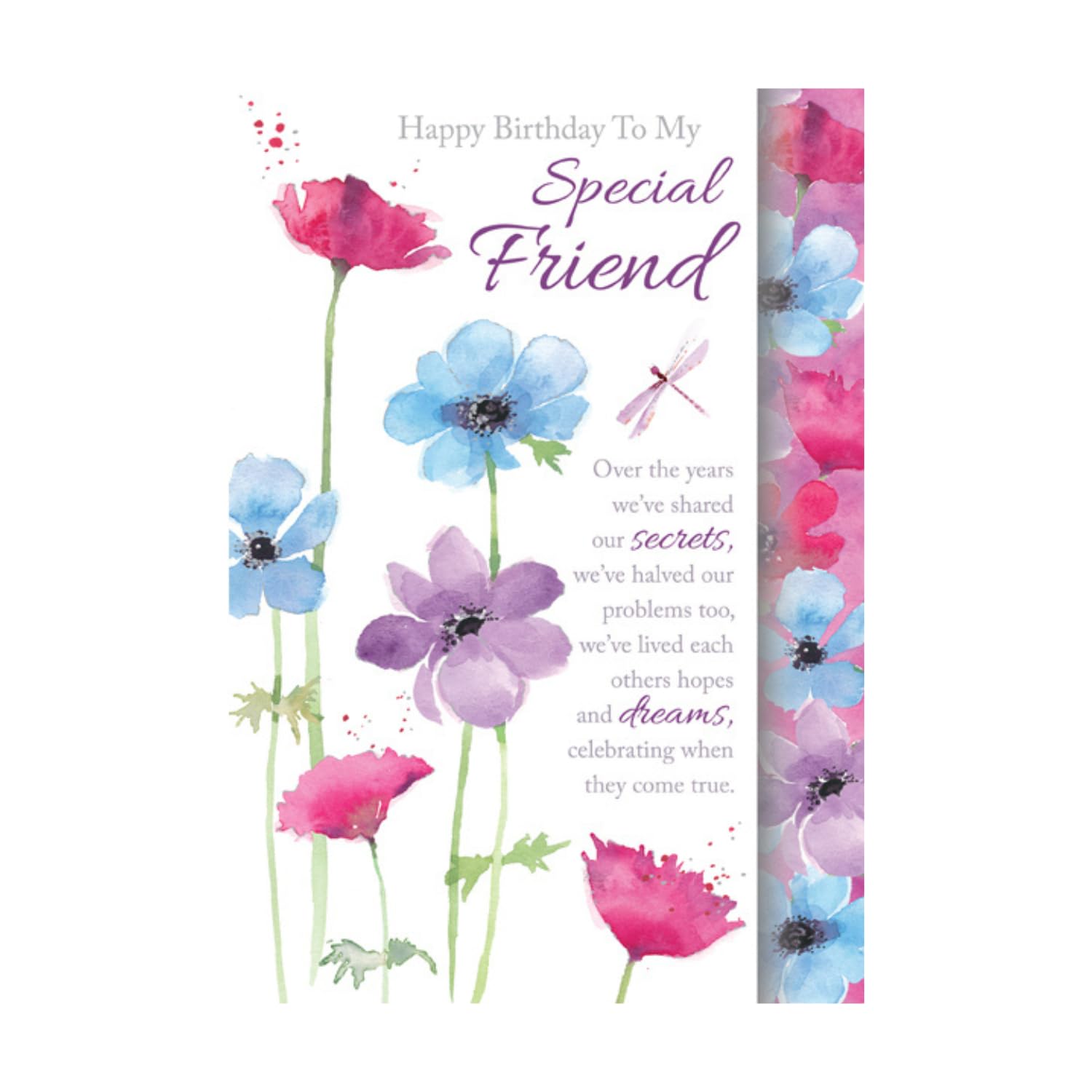 Happy Birthday to My Special Friend Card - Flowers - 8.5 x 6 Inches - Words and Wishes