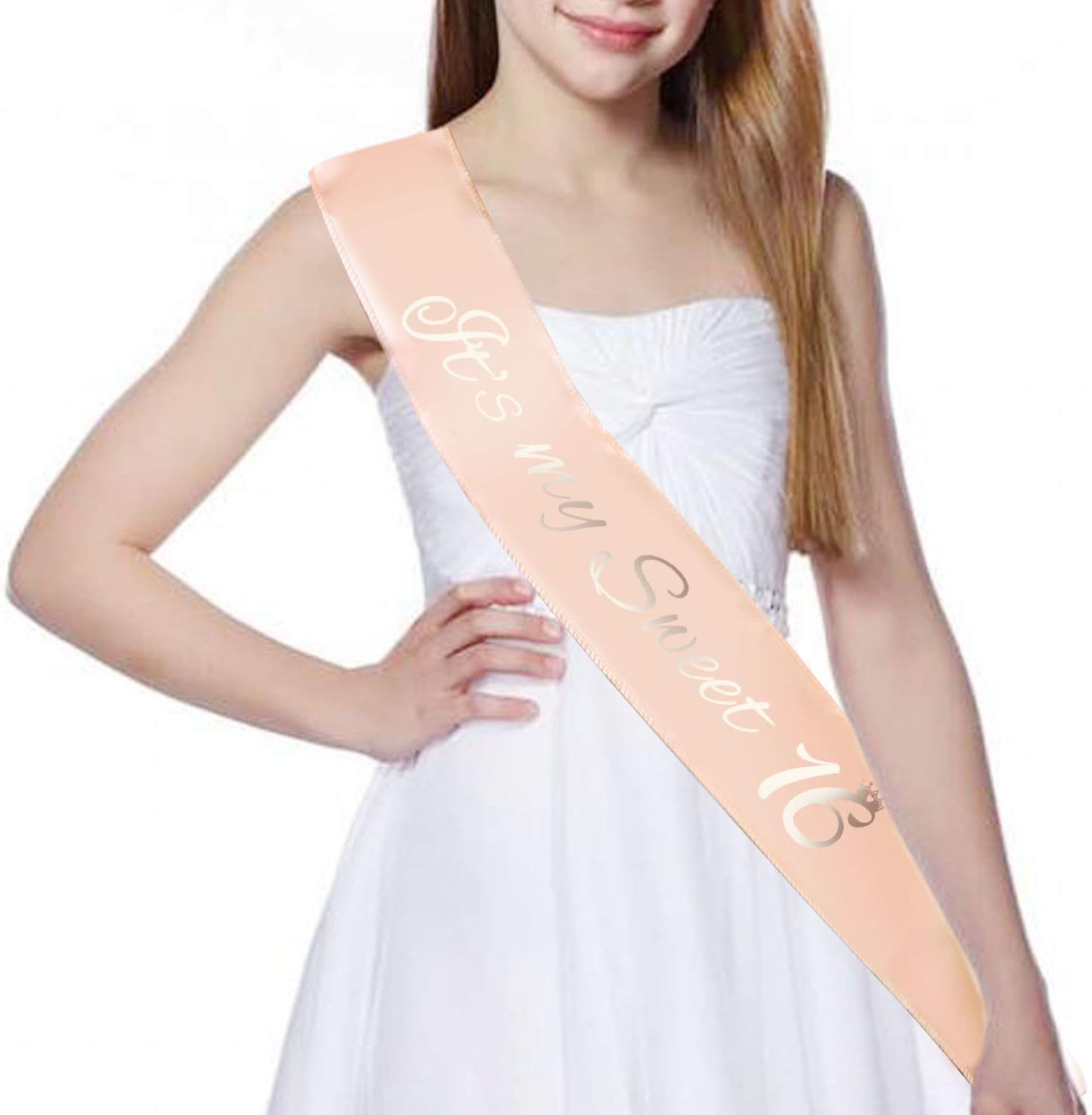 HOWAF Rose Gold 16th Birthday Sash - It’s My Sweet 16 Satin Sash Party Decoration Gift Accessory, One Size - Image 3