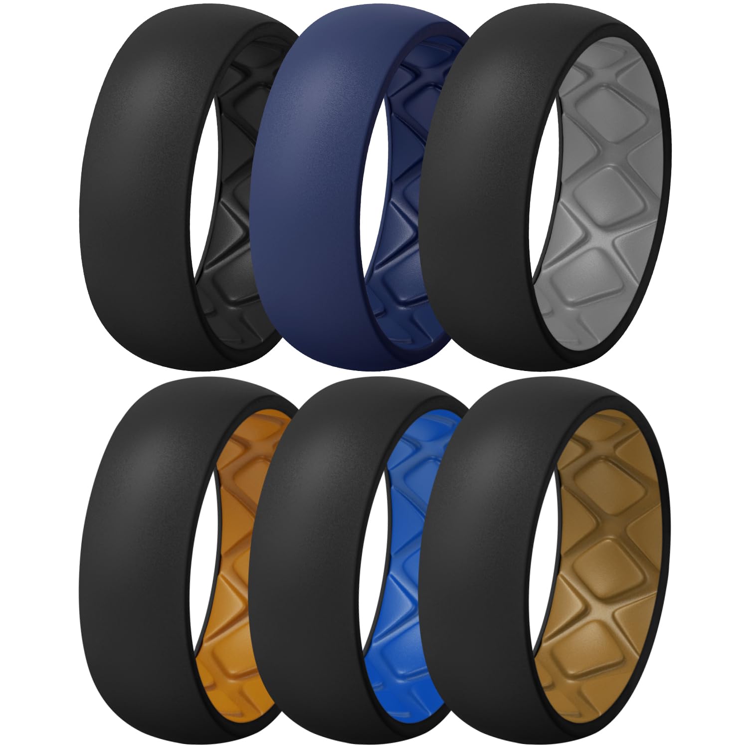 Egnaro Silicone Ring Men 1/4/5/6/7 Multipack of