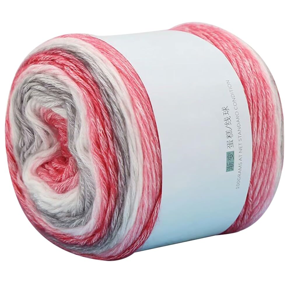 100g Yarn Bobbel Gradient Yarn, 100% Cotton Yarn Soft Warm Multicolor Cake Cotton Yarn DIY Rainbow Yarn for Knitting Or Crochet
