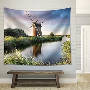 THR Ruins of The Brograve Windmill on The Norfolk Broads at Sea Palling - Fabric Wall Tapestry Home Decor - 51x60 inches