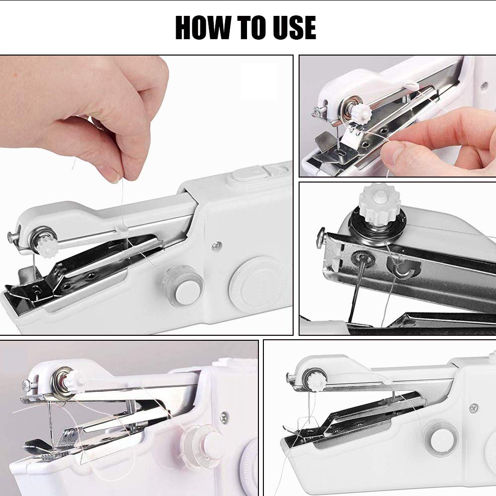 Sunvito Handheld Sewing Machine, Mini Cordless Portable Electric Sewing Machine for Beginners Home and Travel Use (White)