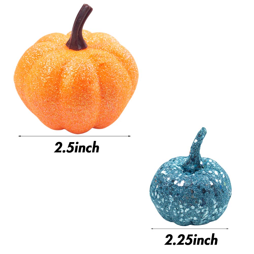 LoveInUSA Artificial Pumpkin, 9 Pcs Fake Pumpkin 8 x 2.25inch 1 x 2.5inch for Halloween Autumn Thanksgiving Party Decoration