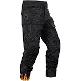 MERJAZ Men's Fleece Lined Tactical Pants Thermal Camo Cargo Pants Winter Waterproof Hiking Pants Insulated Work Pants
