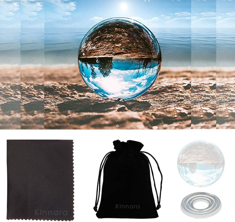 Crystal Ball Photography, K9 Clear Glass Ball Art Decor for Photography Props Accessory Feng Shui Magic Globe Sphere Quartz Crystal Meditation Healing Home Office Decoration (80mm/3.15", Clear)