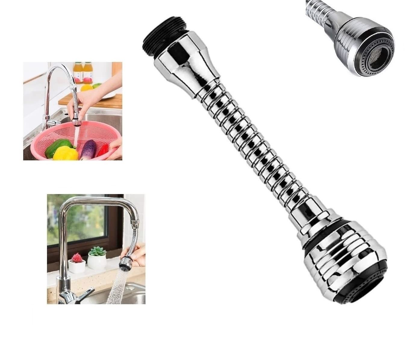 JGR SELECT Flexible 360° 2 Jet Types Aerator Tap Extension Coupling for Sink Basin