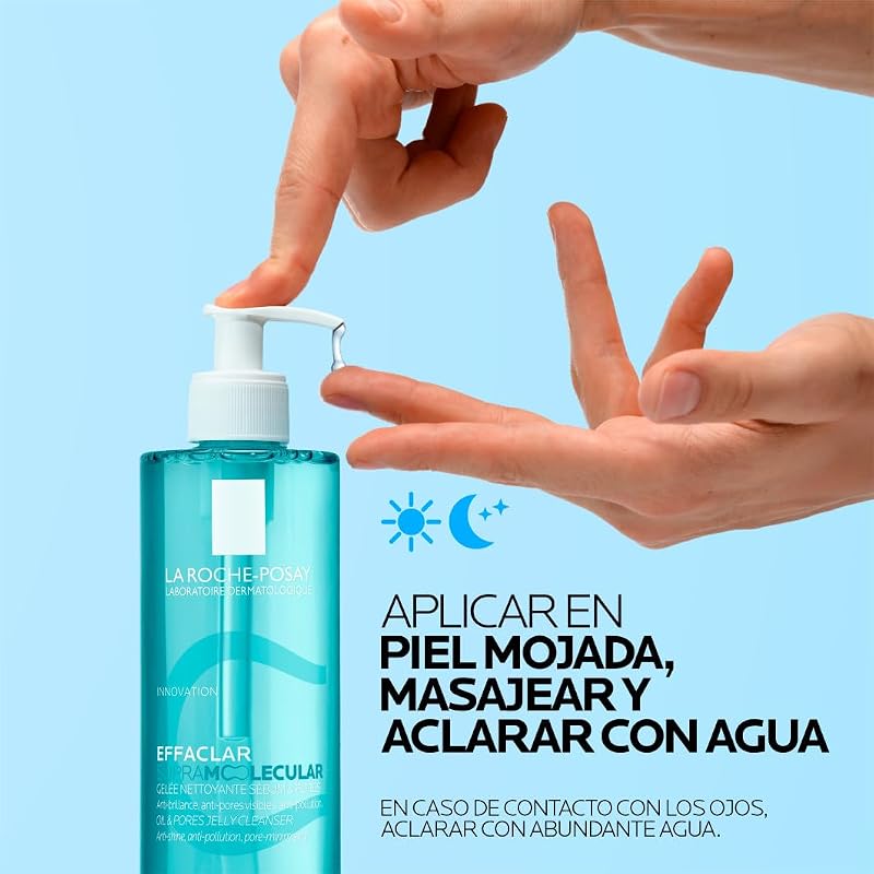 LRP Effaclar Gel de Limpeza Supramolecular de Sebo e Poros para peles oleosas e propensas a poros visíveis. Com tecnologia molecular avançada, que combina ácido salicílico e niacinamida.