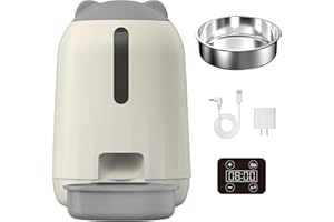 PAPIFEED Smart Automatic Cat Feeders, Dual Power Supply Cat Food Distributor, 3L Automatic Cat Feeder (Grey-Button Version)