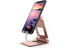 ProCase Foldable Cell Phone Stand Tablet Stand, Desktop Universal Portable Rotatable Metal Stand Holder for iPhone, iPad, Kin