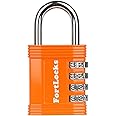 FortLocks Padlock - 4 Digit Combination Lock for Gym Outdoor & School Locker, Fence, Case & Shed – Heavy Duty Resettable Set Your Own Combo – Waterproof & Weatherproof (1 Pack - Orange)