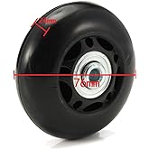 2 Luggage Suitcase Inline Skate Wheels Replacement Kit 75x24mm/2.95x0.94in | 6mm ABEC 608zz Ball Bearings Kit, Inline Outdoor Skate Replacement Wheels, Set of 2 Wheels, OD:75 W:24 ID:6, Axles:35&amp;40mm