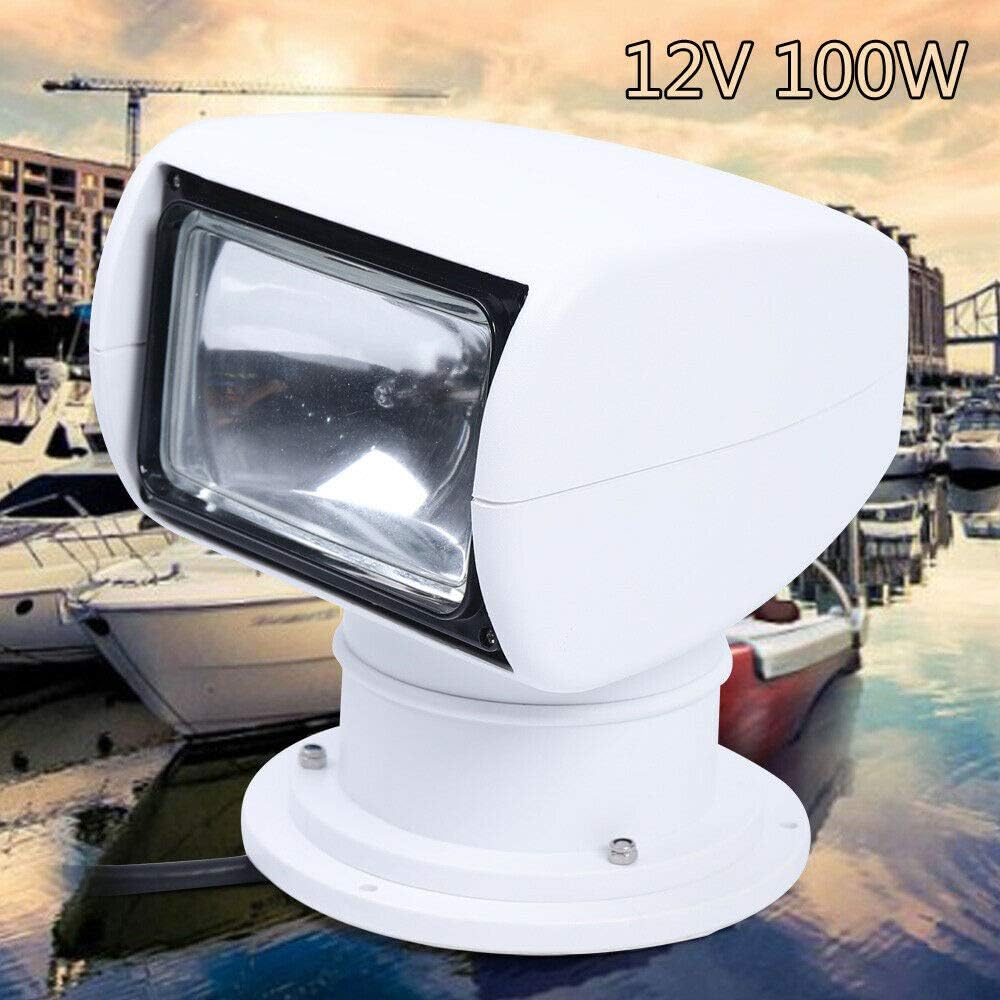 DONNGYZ Searchlight Boat LED Light 100W 2500LM 3200K Marine Boat Remote Control Spotlight Protection Emergency Searchlight 360° Rotating Light(US Stock) : Sports & Outdoors