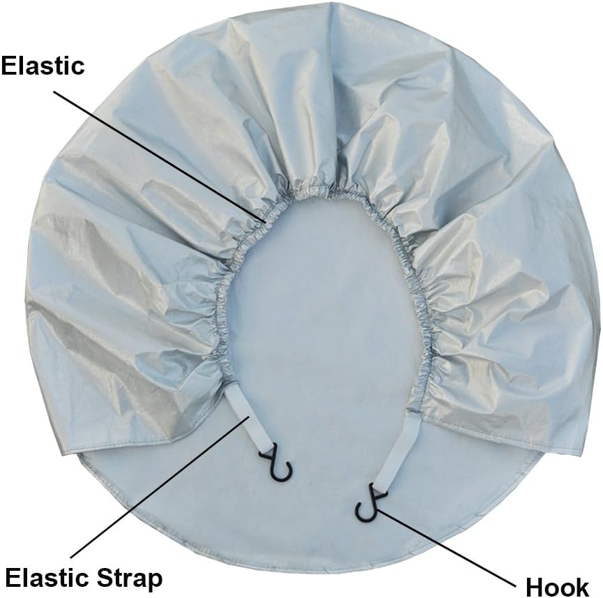 Kayme Four Layers Tire Covers Set of 4 for Rv Travel Trailer Camper Vinyl Wheel, Sun Rain Snow Protector, Waterproof, Silver, Fits 27-29 Inch Tire Diameter L: Automotive