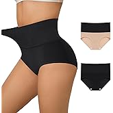 BOKIOW Women Tummy Control Underwear,High-Waist Full Coverage Panties, Wide Elastic Waistband Ladies Briefs Multipack