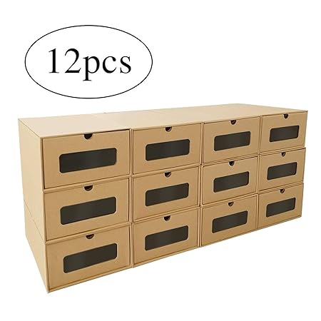 Yangbaga Shoe Boxes 12pcs Stackable Shoe Storage Box Diy Visible