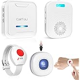 CallToU Caregiver Pager Wireless Call Button for Elderly, 500ft Range, 1 Plug-in & 1 USB Receiver with Vibration & Rechargeable Features for Home Emergency (Ideal for Seniors, Caregivers, and Family)