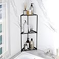 XEENEW Standing Shower Caddy Corner, 3 Tier Stainless Steel Shower Organizer Stand, Rustproof Corner Shower Shelves, Corner Shower Caddy Bathroom Shower Stand, Black