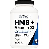 Nutricost HMB (1500mg) and Vitamin D3 (6000 IU) Supplement - 240 Capsules, 80 Servings - Gluten Free and Non-GMO