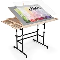 ALL4JIG 1500 Piece Jigsaw Puzzle Table with Legs,25"x34"Adjustable Puzzle Tables for Adults, 3-Tilting-Angle Portable Wooden 