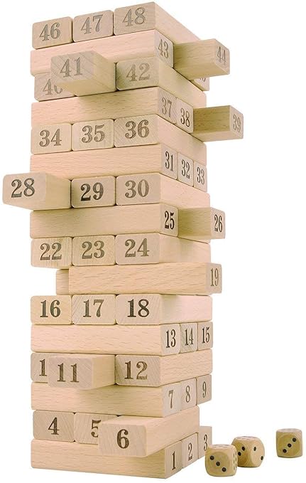 Storio Challenging Maths Jenga Game for Adults and Kids. Make Maths Fun for Kids or Have Party Fun (Numbers)