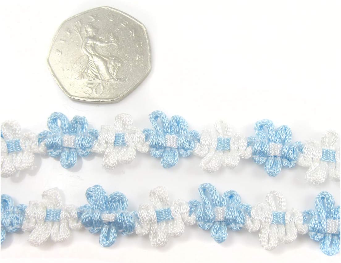 Floral Design Sewing Trimming/Edging 15mm *21 Styles* Decorative Trim UK (H5114 Blue, 5 Metres)