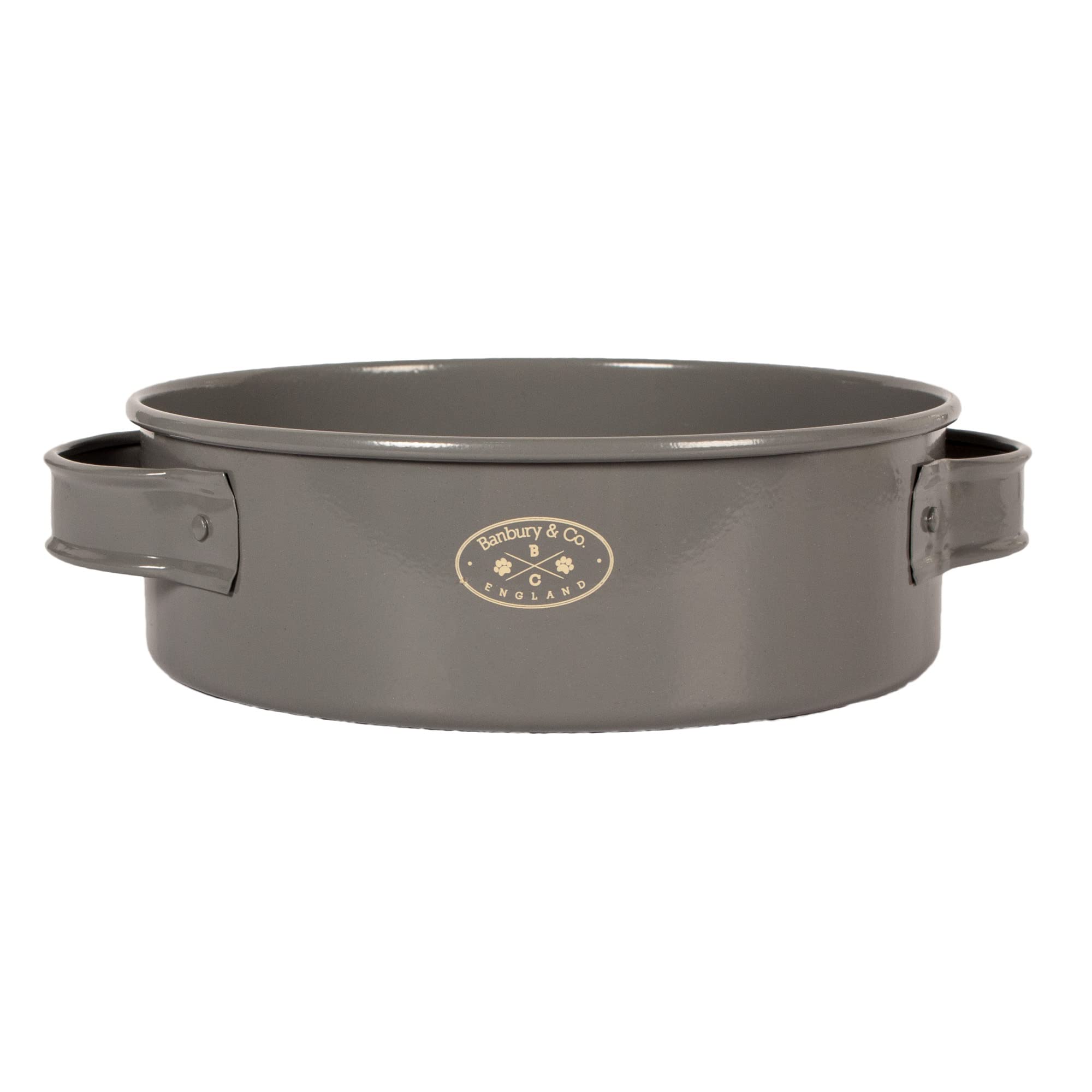 Banbury & Co Metal Pet Bowl, Food & Water Feeding Bowls for Dogs & Cats, Galvanised Steel Small Dog Bowl Cat Dish, Portable Dog Bowls with Handles for Wet & Dry Food | Grey, 350ml