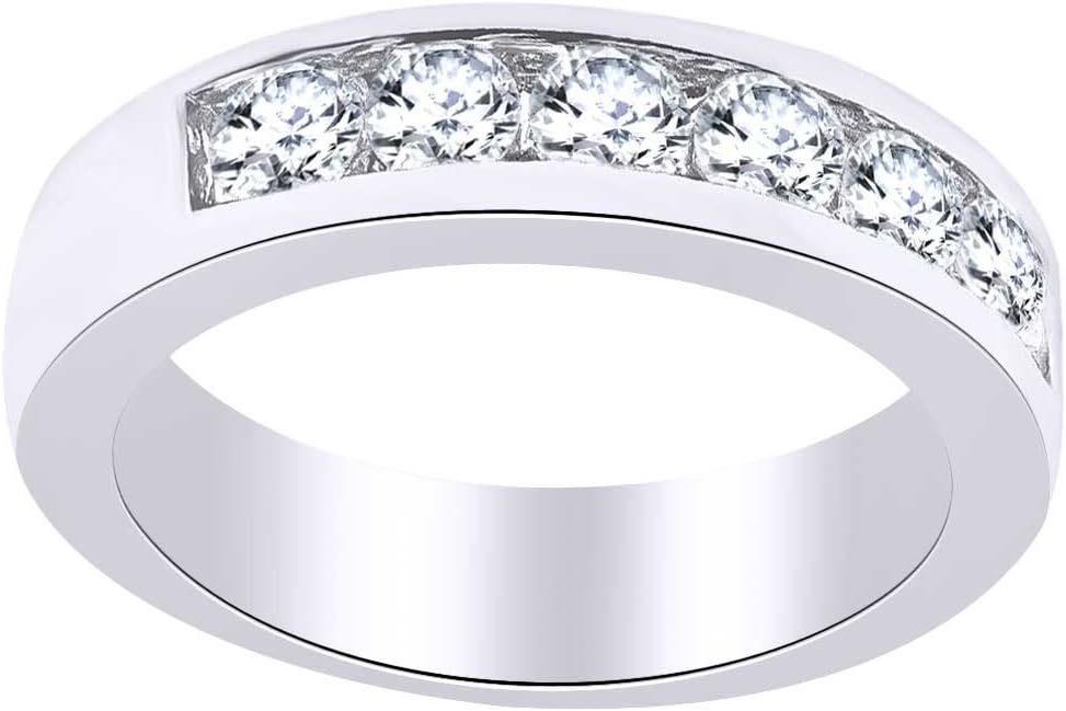 AFFY Round White Moissanite (0.42 cttw) Diamond Wedding Band Ring in 14k Solid Gold