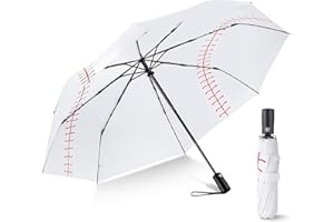 LEAGERA Baseball Umbrella Oversized 46/54inch - Large White Baseball Umbrella, Portable&Collapsible Compact Travel Sports Umbrella - Perfect Baseball Umbrella Gifts for Boys/MOM, Auto Open