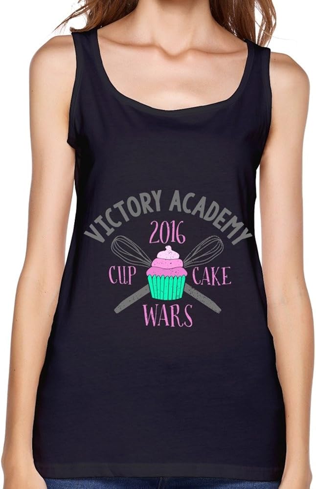 jiangxia-tanks Cupcake Wars Logo Design Sleeveless Shirts for Women Black