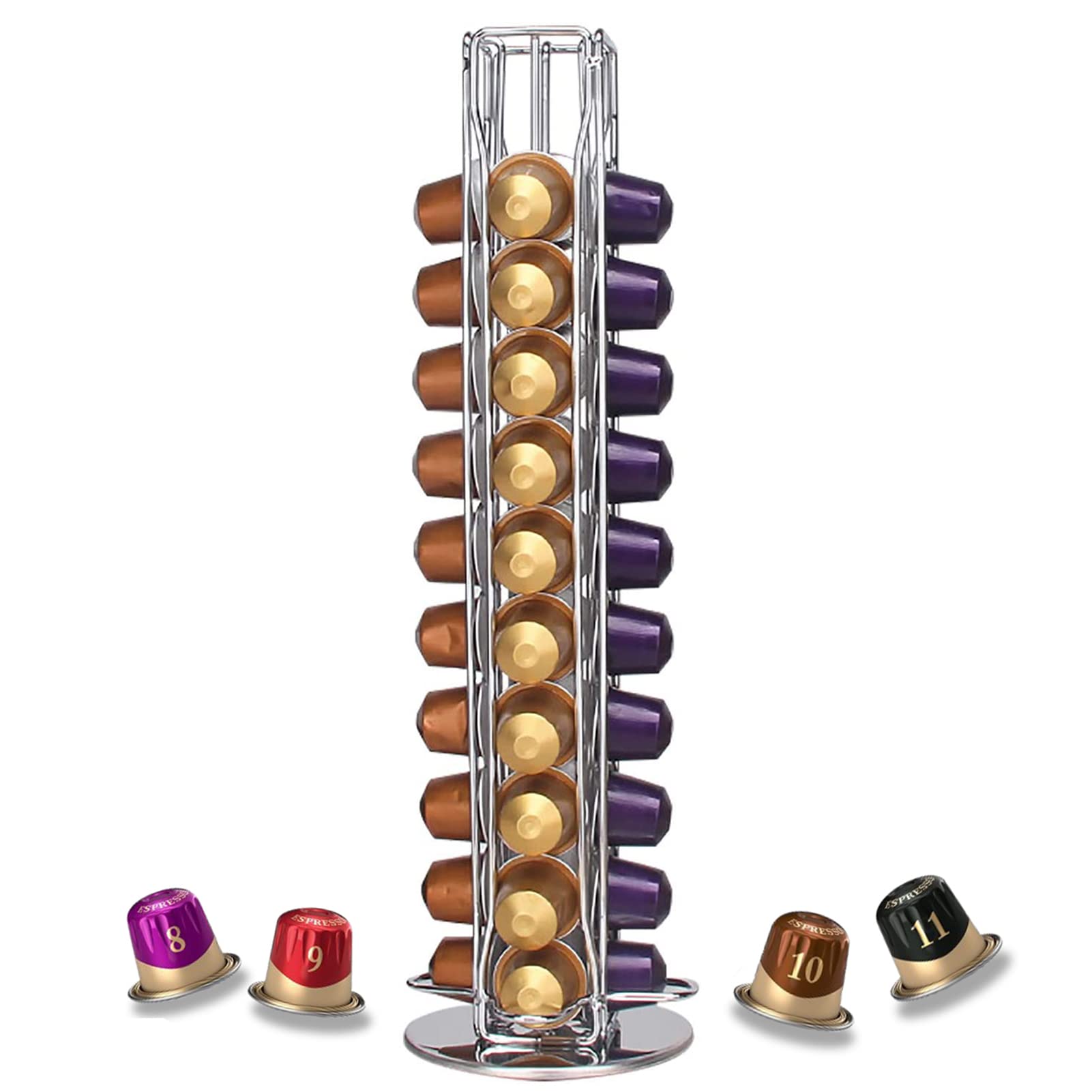 Coffee Pods Holder for Nespresso, Coffee Capsules Holder Stand for Nespressoo, Nespresso Coffee Pod Storage Rack for 40 Pcs Capsules (Coffee pods not included). For Nespresso Pods or capsules Only