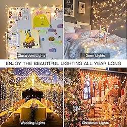 suddus Christmas Lights Outdoor,66 ft 200 LED Warm