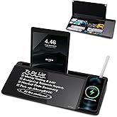 Small Glass Desktop Whiteboard Dry-Erase-Board - Computer Keyboard Stand with Wireless Charger White Board Surface Pad with D