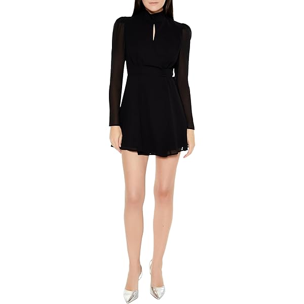 Forever 21 Tiered Bell-Sleeve Mini Dress Black X-Small at Amazon Women's  Clothing store