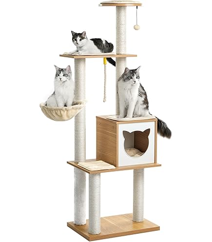 ◆Cat◆ 6-tier Floor-to-Ceiling Cat Tree 100-110 Inches Adjustable