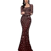 VOUIAO Women's Formal Evening Gown Elegant Rhinestone Long Prom Dress Wedding Guest Party Cocktail Bridesmaid Maxi Dress