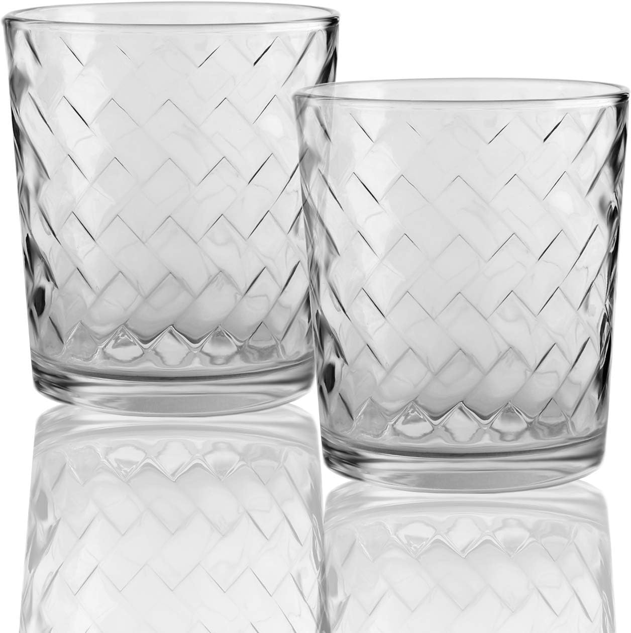 Circleware 40121 Chevron Set of 4 Whiskey Drinking Glasses Glassware