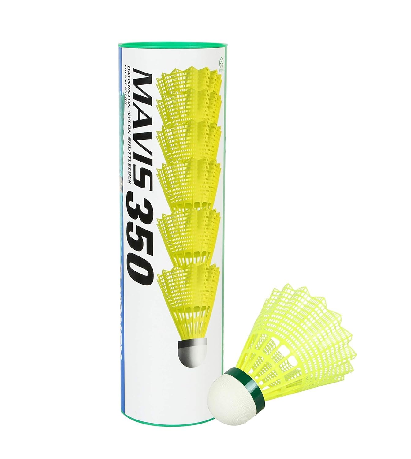 Photo 1 of YONEX Mavis 350 Nylon Badminton Shuttlecocks (Yellow, Slow Speed) | Durable Performance