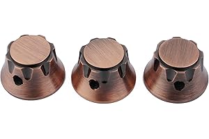 Guyker 3Pcs Top Hat Guitar Potentiometer Control Knobs 6mm Dia. Shaft Pots - Brass Bell Cap Speed Tone Volume Knob Replacement Parts for Electric Guitar or Precision Bass - bronze