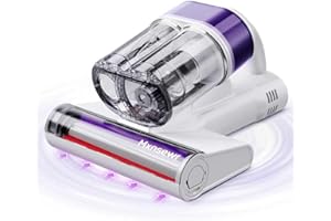 Mxnsewr Mattress Vacuum Cleaner, 18Kpa Handheld Bed Vacuum Cleaner with 253.7nm UV-C Light, HEPA Filter & Ultrasoni, 150℉ Heat, Smart Dual Cup, and One-Click ash Removal for Bed, Sofa(White)