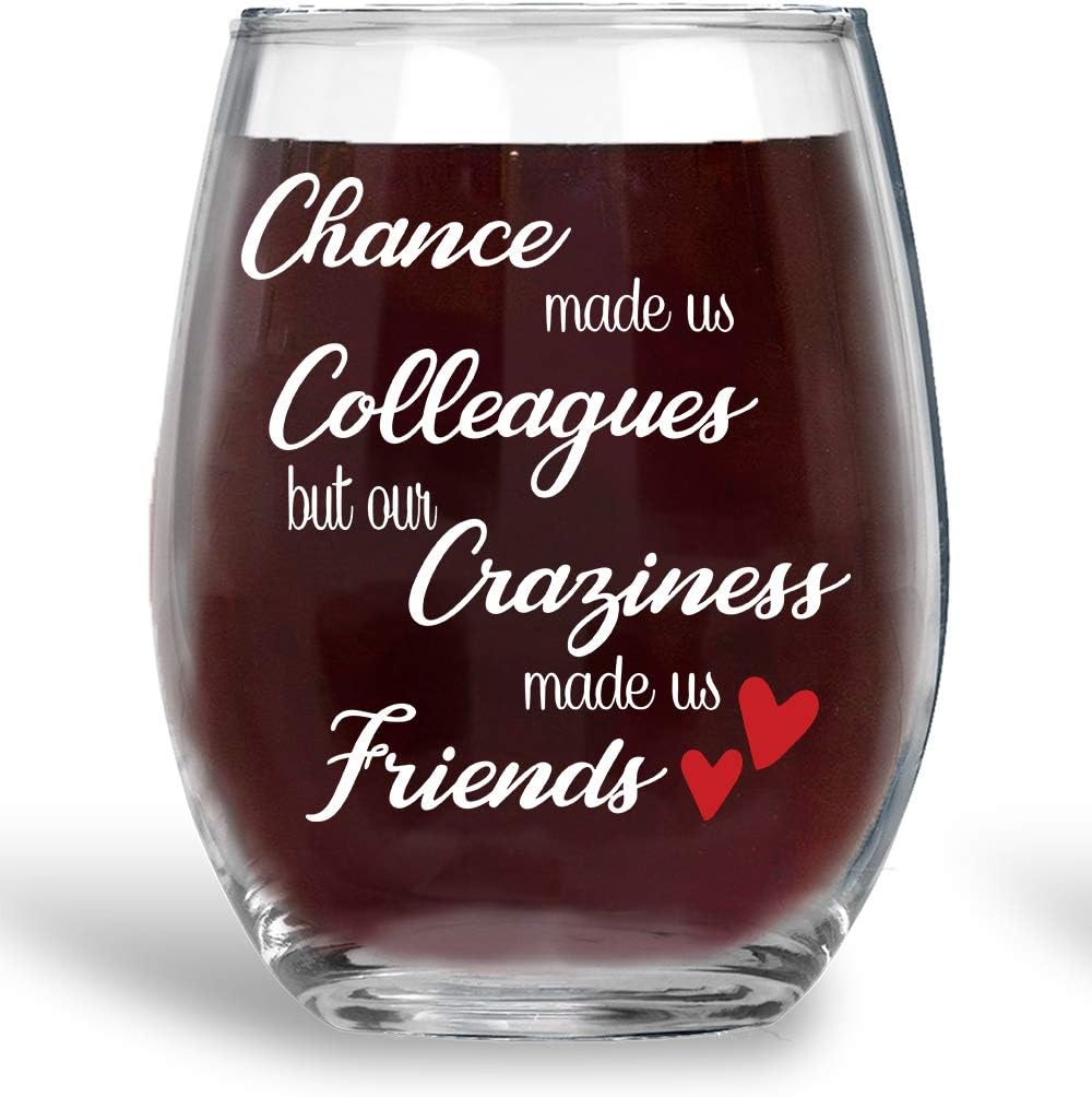 Chance Made Us Colleagues 15oz Wine Glass Unique Office Gift Idea for Coworker, Best Friend or Boss Lady - Perfect Birthday Gifts for Men or Women - Gag Gifts for Employee, Secretary - By AW Fashion