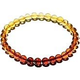 Natural Baltic Amber Round Bead Bracelet Gradient Color Bead Size 5.5mm