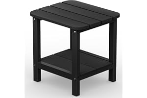 SERWALL Double Adirondack Side Table Rectangular End Table, Black