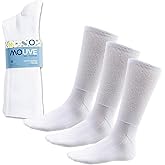 MOUVE Diabetic Socks for Women & Men - Cushioned Crew Socks with Soft Stretch, Non-Binding Top for Neuropathy Relief, 3 Pairs