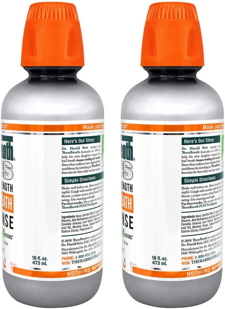 TheraBreath Plus Maximum-Strength Oral Rinse, 16 Ounce Bottle (Pack of 2): Beauty