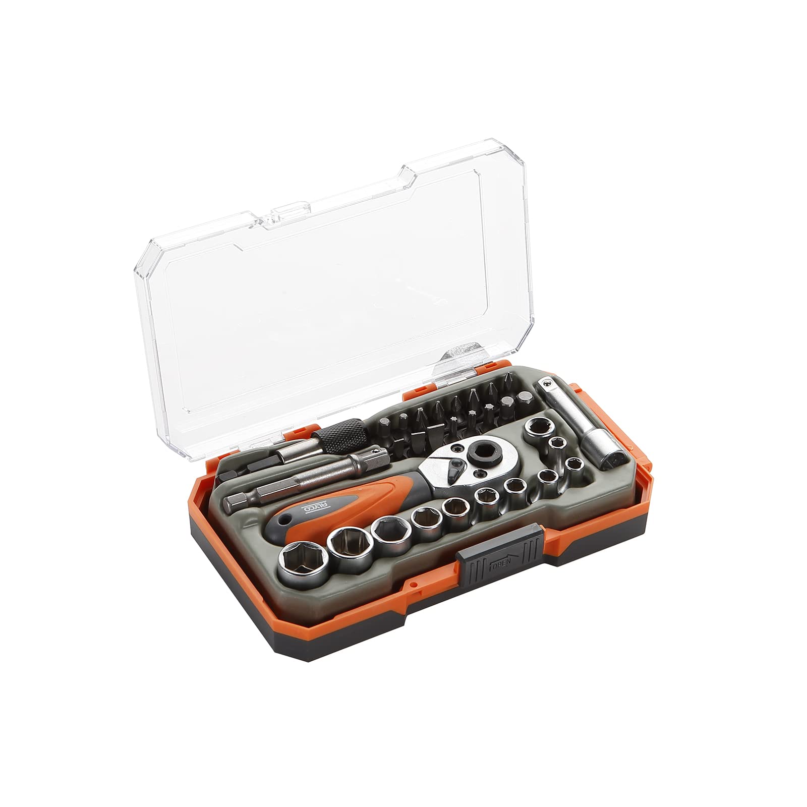 HR 192401 HR High Resistance 31-Piece Socket Wrench Set 1/4 Inch Drive with Plastic Case