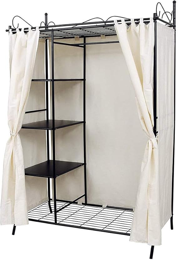 Armario Ropa Armario Colgante Estantes para guardar rieles con marco y