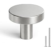homdiy 25 Pack Brushed Nickel Cabinet Knobs Silver Closet Knobs | Round Aluminum Alloy, Single Hole, Kitchen Dresser Drawer Knobs for Cabinets Desk Cupboard Hardware