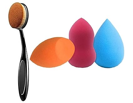 Spanking 3+1 Pcs Makeup Sponge Set with Foundation Brush, Foundation Beauty Blender for Liquid Cream and Powder?Professional Beauty Blender Sponge & Foundation Brush