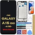Screen Replacement LCD Display Touch Digitizer Assembly with Frame for Samsung Galaxy A15 5G A156 SM-A156U SM-A156P SM-A156W SM-A156VL SM-A156A SM-A156B SM-A156M 6.5" (NO Fingerprint Function)