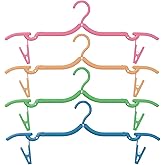 Portable Folding Clothes Hangers with Clips, Travel-Friendly Hangers, Lightweight, Durable, Compact Foldable Drying Rack for Shirts, Dresses, Coats, Pants, Towels, Baby Clothes, Pack of 4, Multicolor